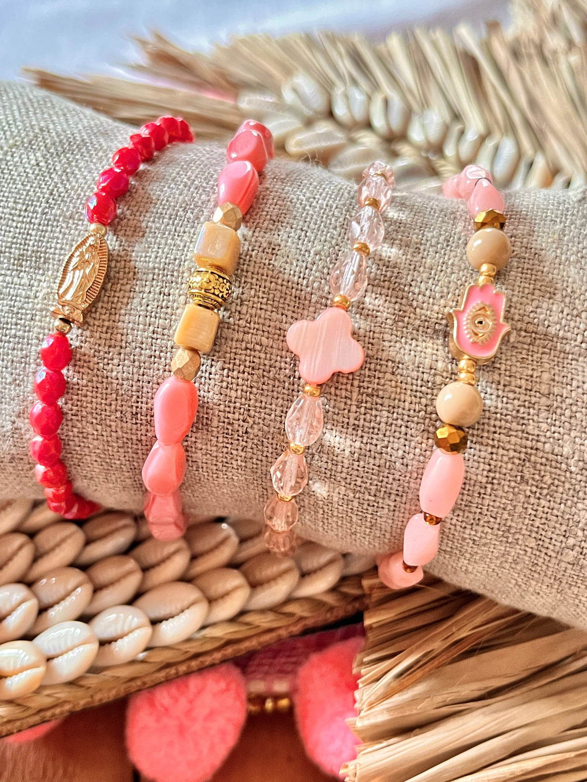 Blush – Bracelet - perles anciennes de chapelet Arastuce