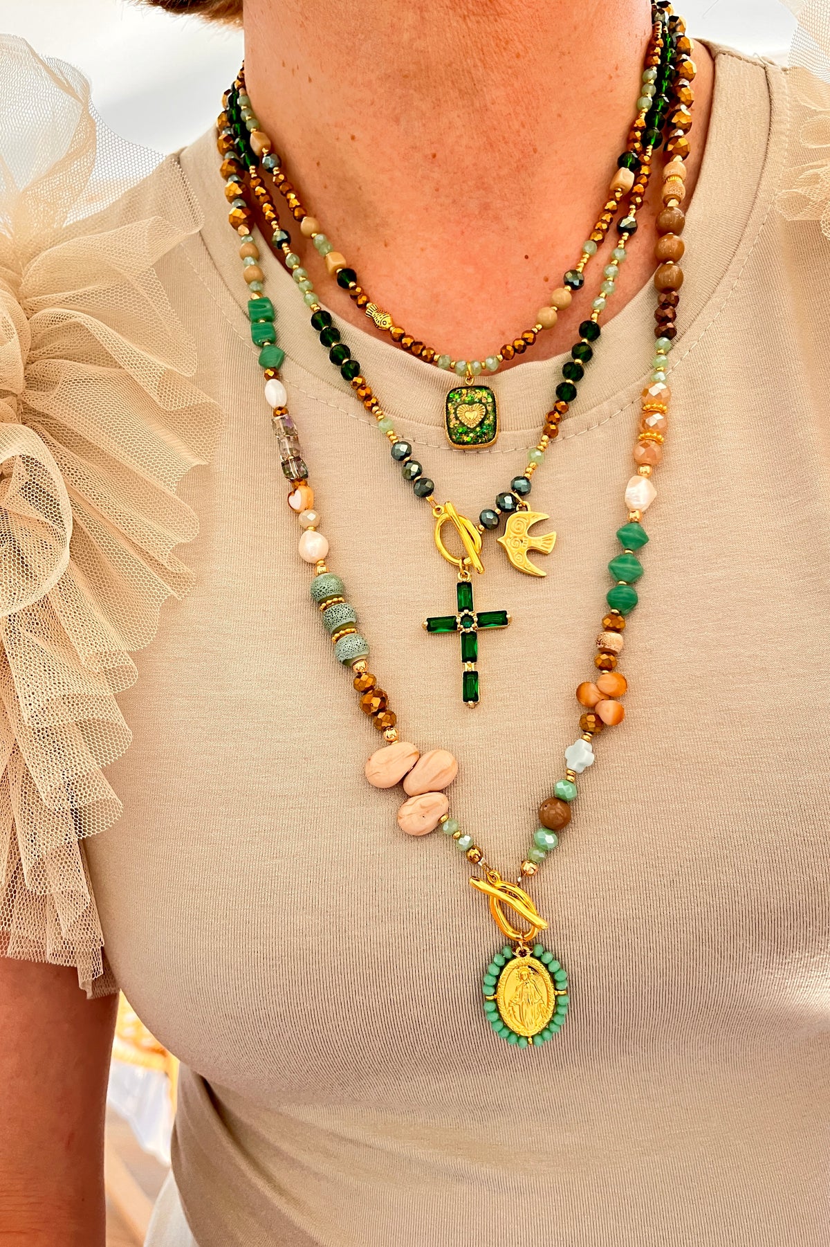 Divine-collier multi perles et son médaillon jade Ma boutique