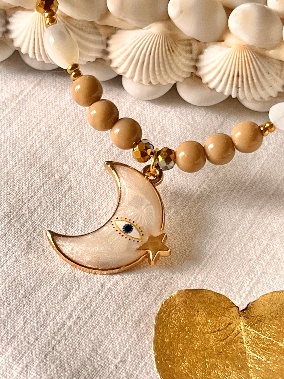 Shadow - ras-de-cou perles- pendentif Lune Ma boutique