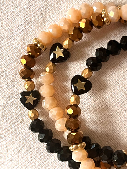 Andy – Bracelet perles facettes & coeur étoilé Arastuce