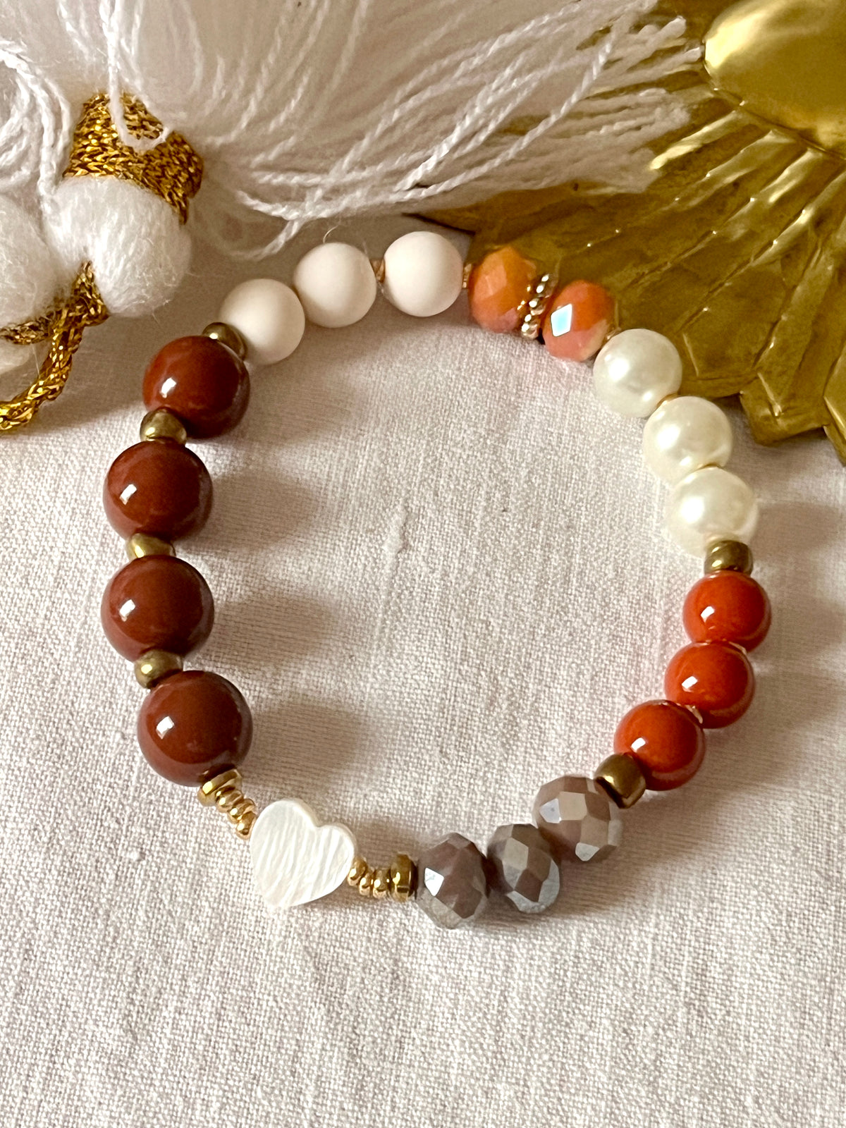 HOSHI – multi perles et étoile paillettes caramel Arastuce