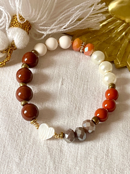 HOSHI – multi perles et étoile paillettes caramel Arastuce