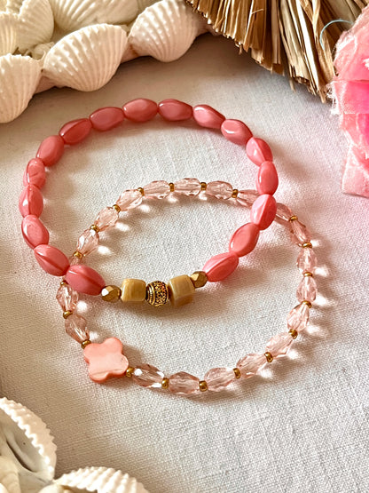 Blush  – Bracelet - perles anciennes  de chapelet Arastuce