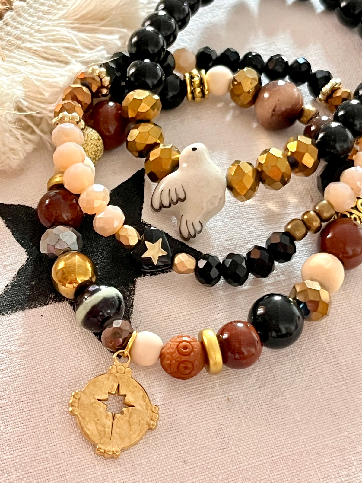 Andy – Bracelet perles facettes & coeur étoilé Arastuce