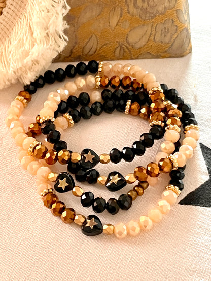 Andy – Bracelet perles facettes & coeur étoilé Arastuce
