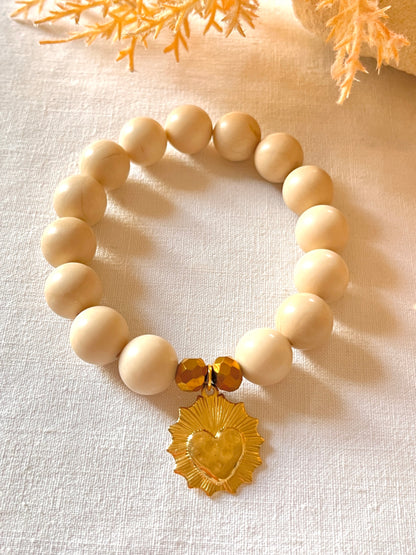 Céleste- Bracelet en pierre naturelle et médaille symbole. Arastuce