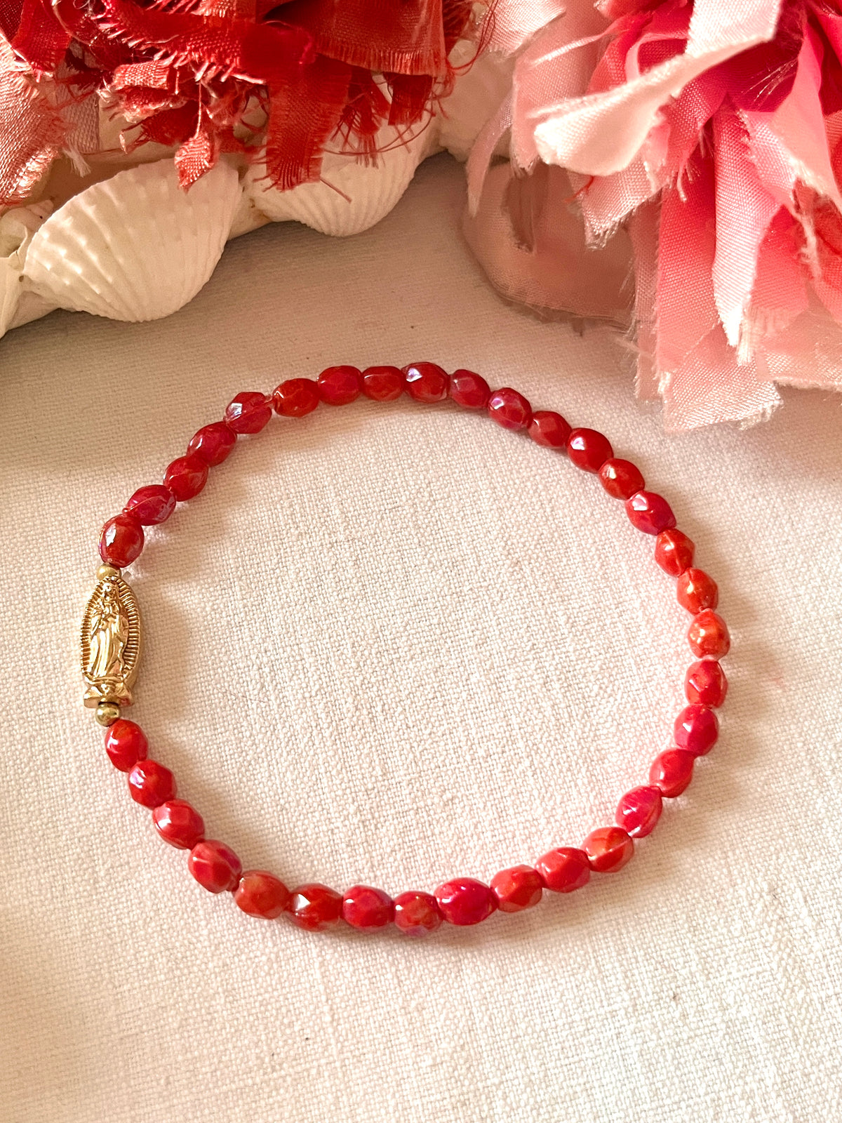 Blush  – Bracelet - perles anciennes  de chapelet Arastuce