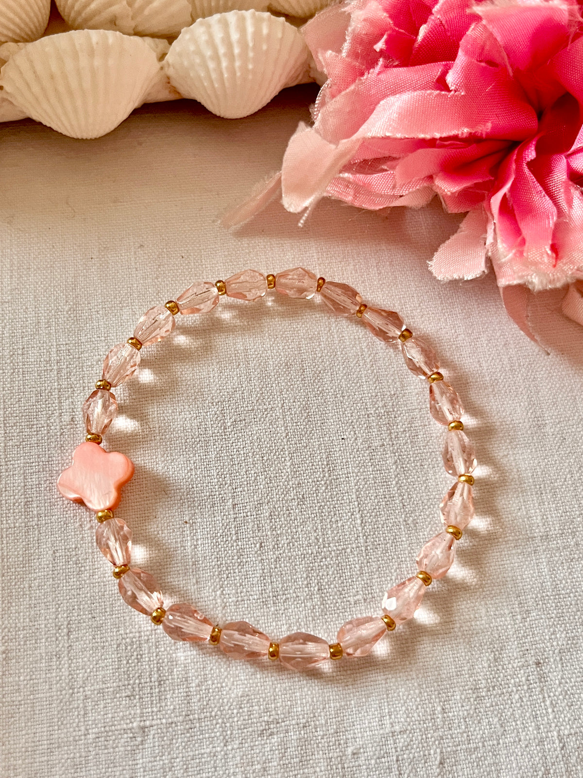 Blush  – Bracelet - perles anciennes  de chapelet Arastuce