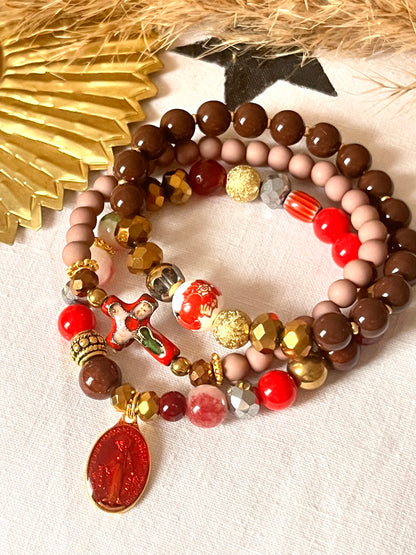 Vintie -bracelet brown et perle vintage en faience Arastuce