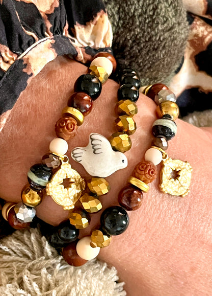 ZAG – Bracelet chocolat noisette & médaille ajouré étoile Arastuce